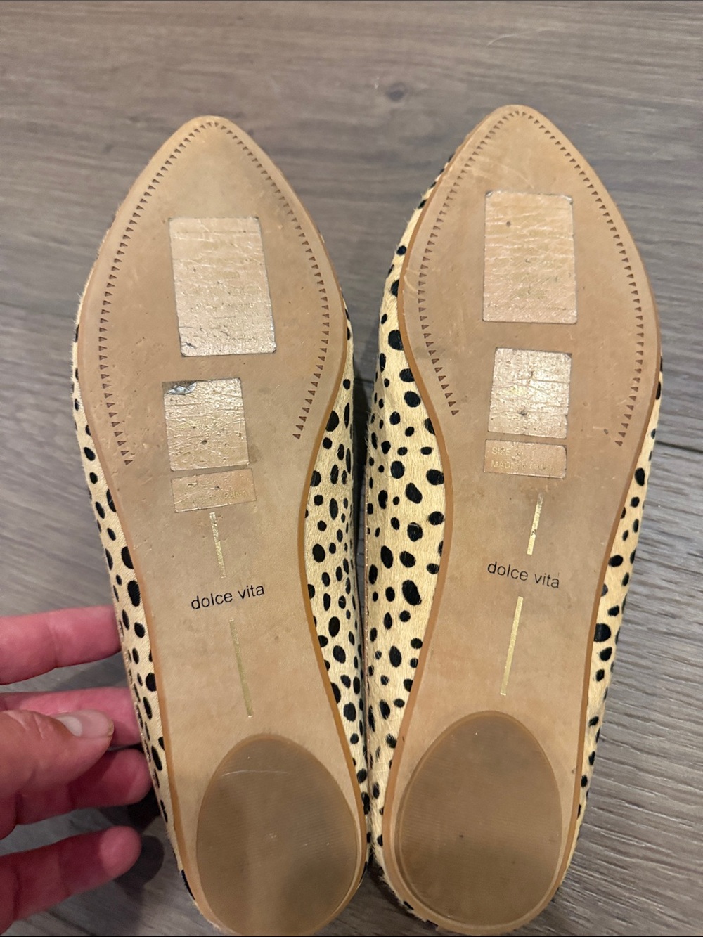 Dolce Vita Tan with Black Spotted Pointed Mules - Picture 7 of 8